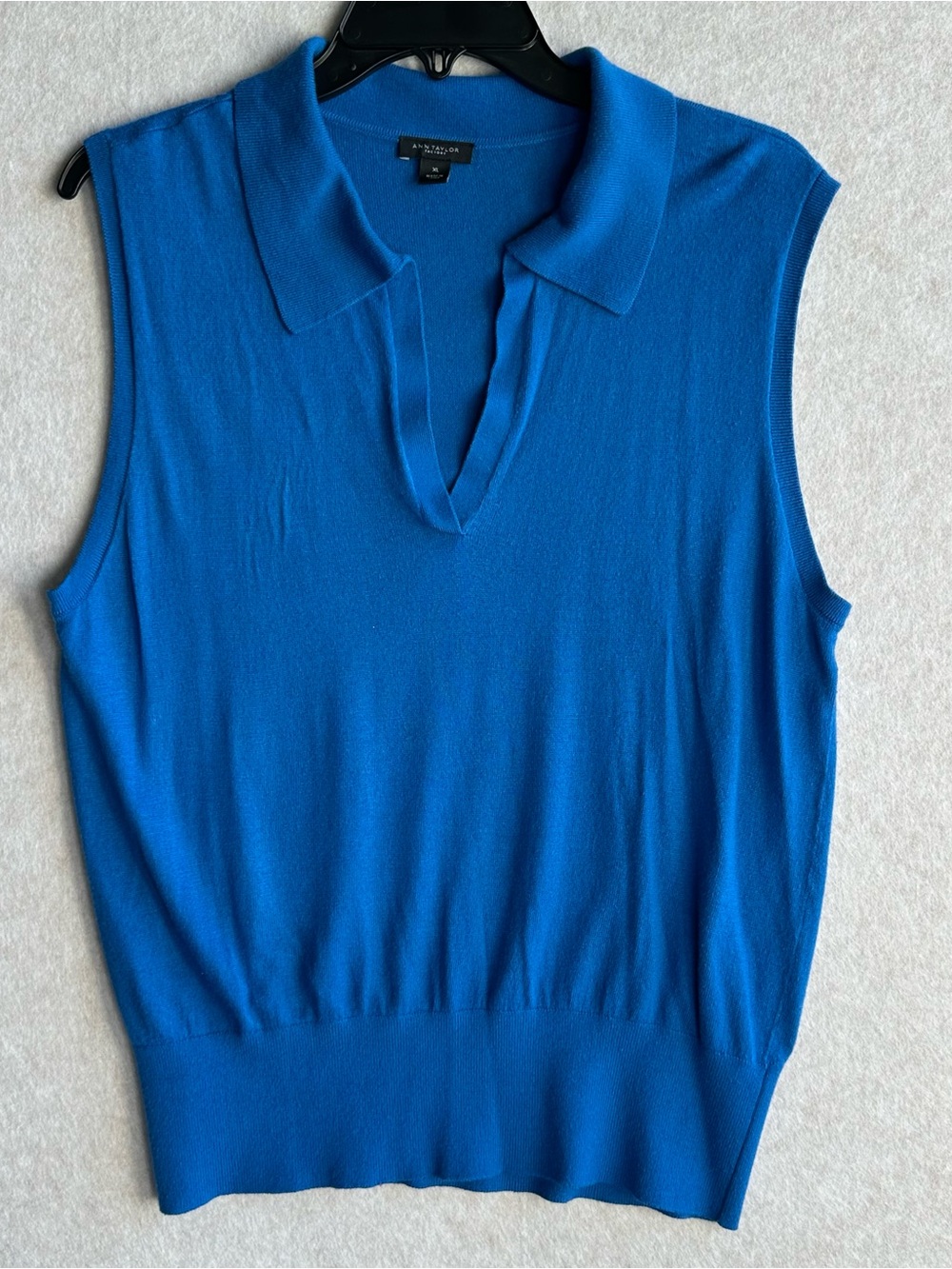 Ann Taylor Sleeveless V-Neck Polo Tank - Bright Blue